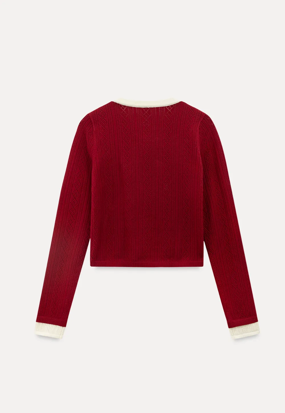 Elegant Knit Cardigan with Bow Detail and Ribbed Texture