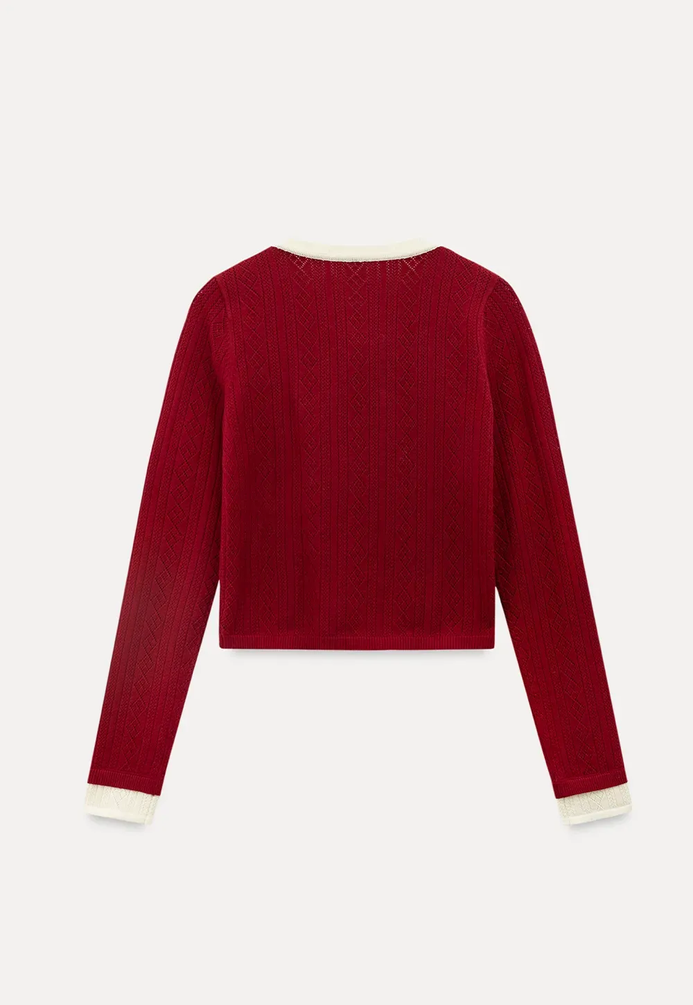 Elegant Knit Cardigan with Bow Detail and Ribbed Texture