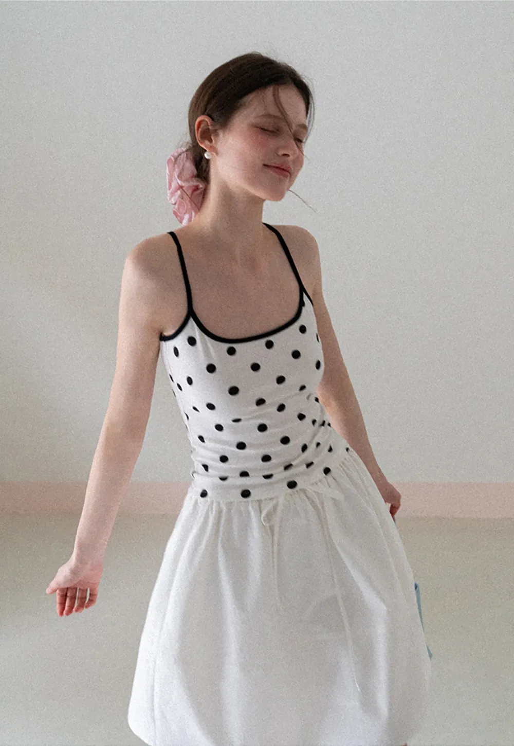 Polka Dot Tank Top with Thin Straps