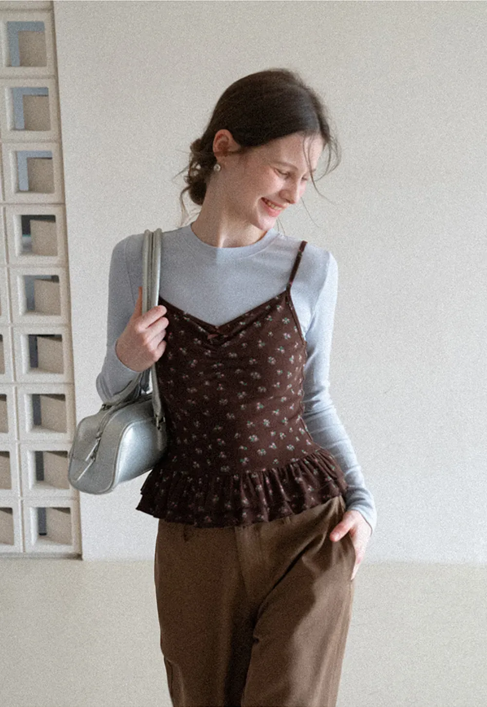 floral peplum tank top with ruffle hem