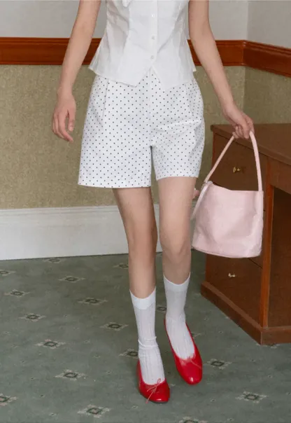 Polka Dot Shorts with Pleated Design