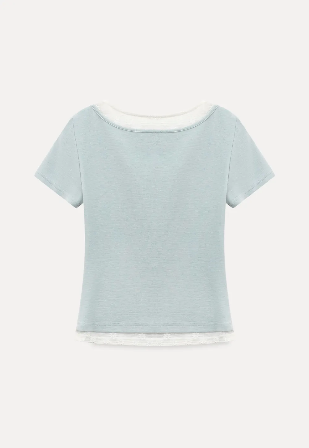 Short Sleeve T Shirt with Lace Trim