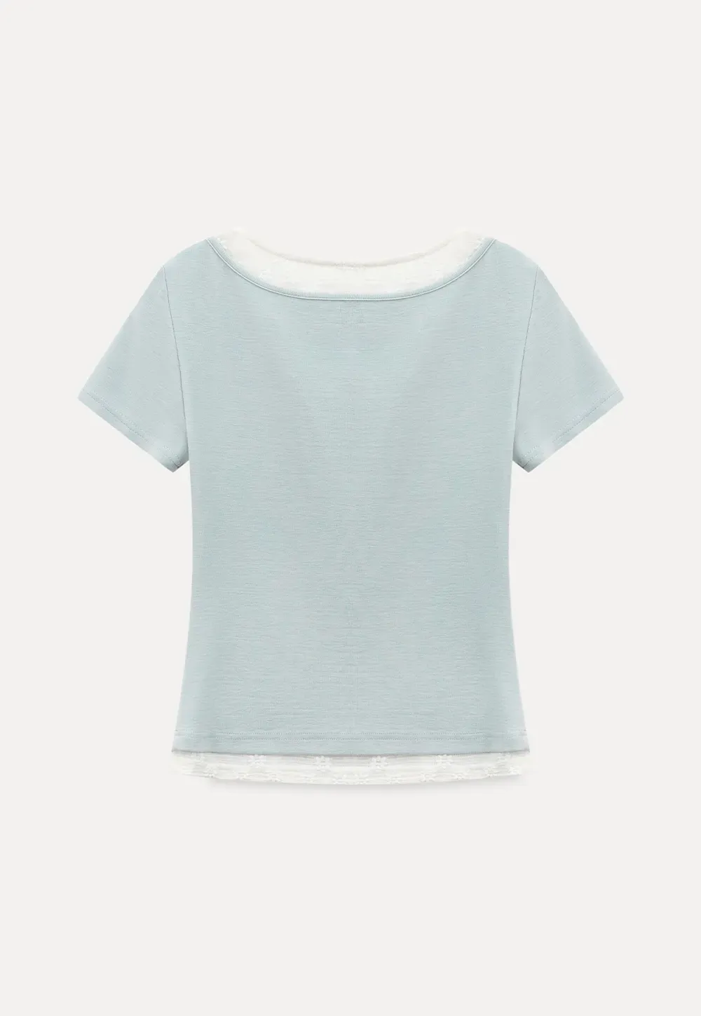 Short Sleeve T Shirt with Lace Trim