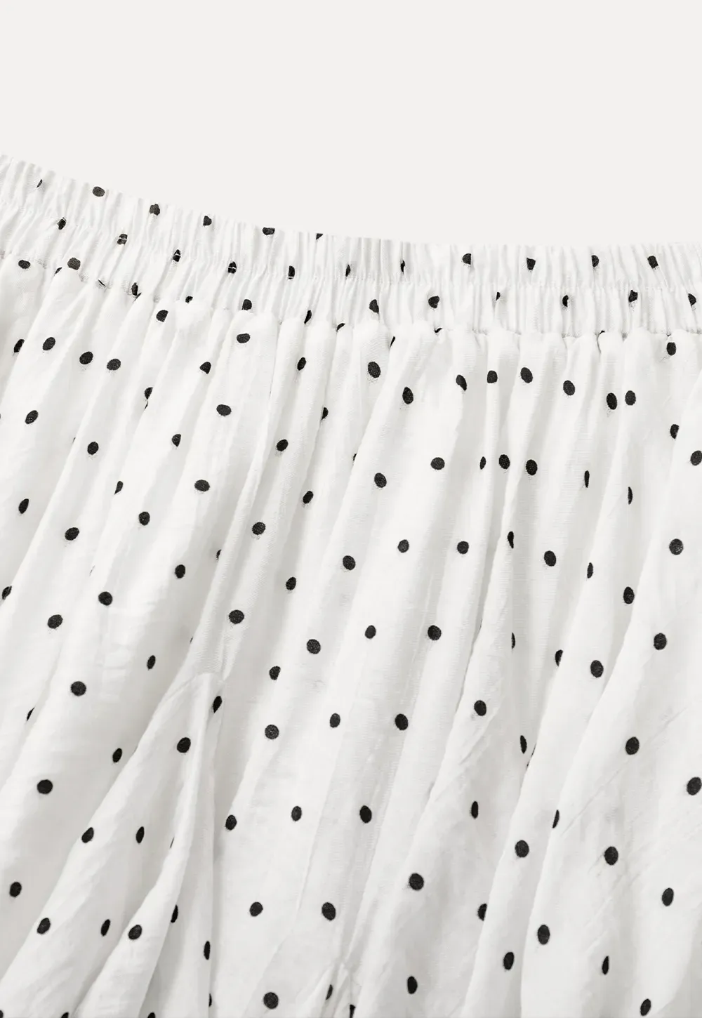 Polka dot pleated skirt with elastic waistband