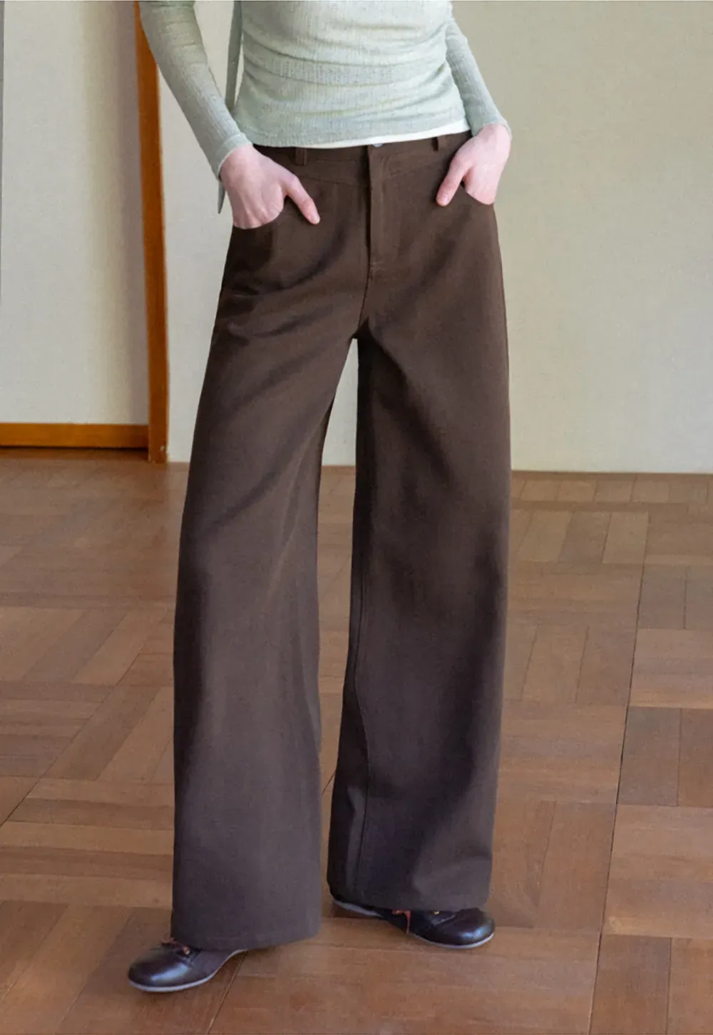 Wide Leg Casual Pants with Front Pockets