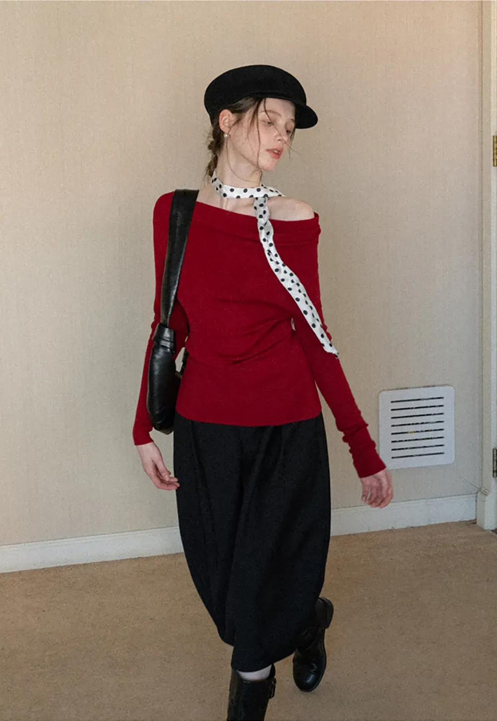 Elegant Pleated Midi Skirt with Flared Design