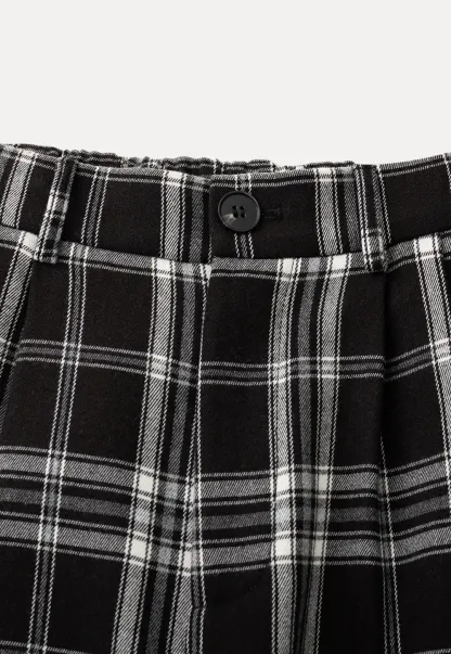 Plaid Wide Leg Pants Culottes Women's Trousers