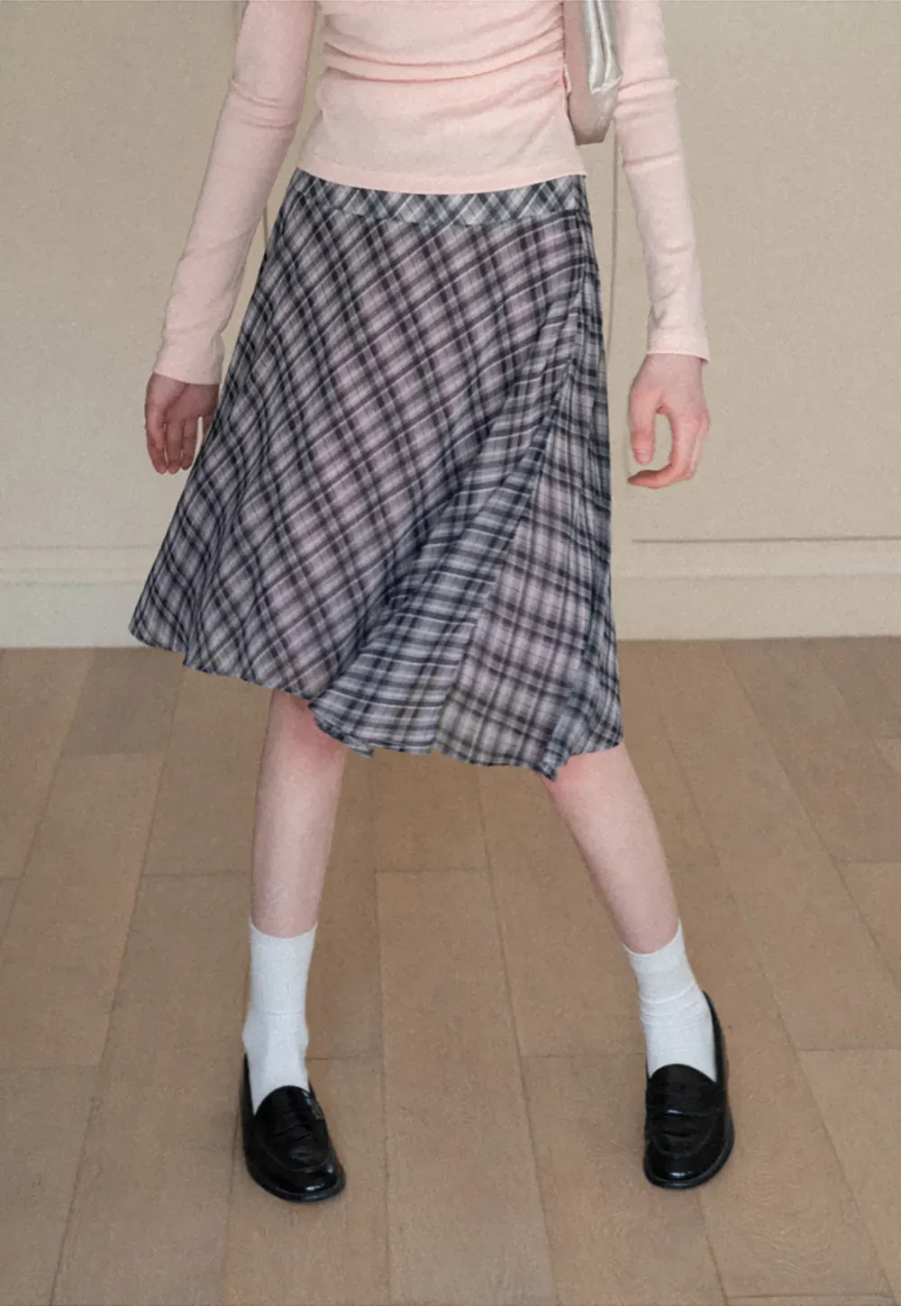 Plaid Pleated Midi Skirt