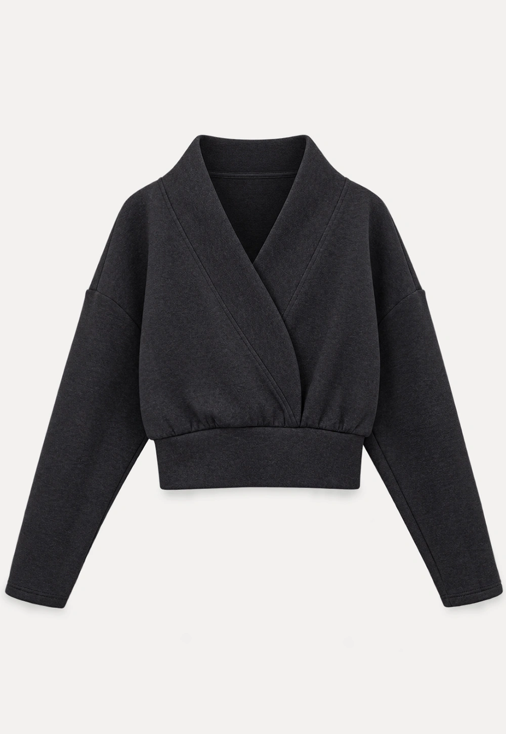 Cropped Open Front Cardigan and Wide Leg Drawstring Pants