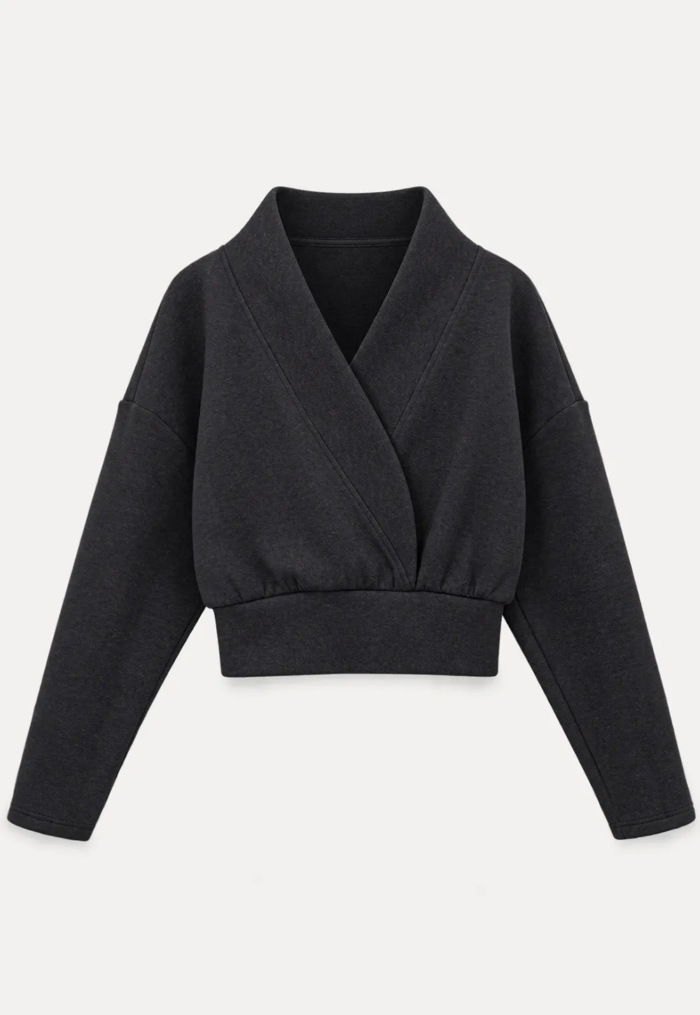 Cropped Open Front Cardigan and Wide Leg Drawstring Pants