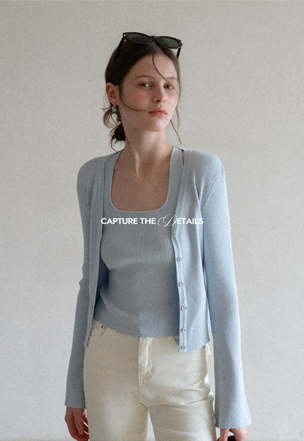 Light Knit Sweater Set with Tank Top and Cardigan Design