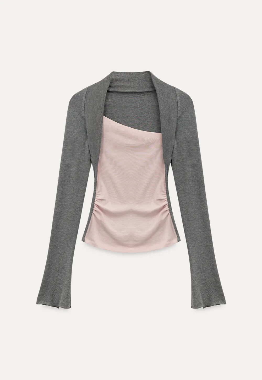 Polka dot long sleeve top with square neckline