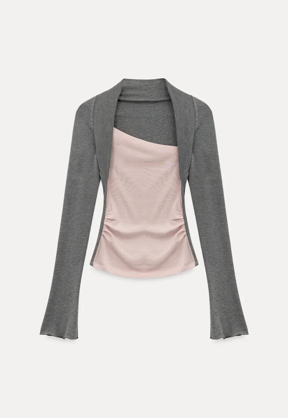 Polka dot long sleeve top with square neckline