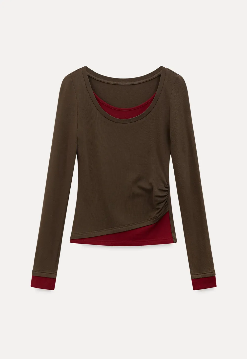 Long Sleeve Round Neck Top Simple Design Women's T-Shirt