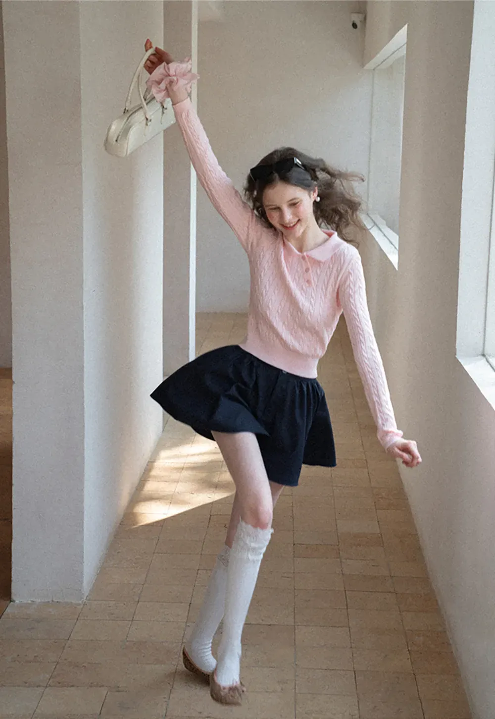 Pleated A-line Mini Skirt with Waistband