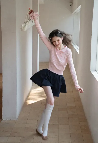 Pleated A-line Mini Skirt with Waistband