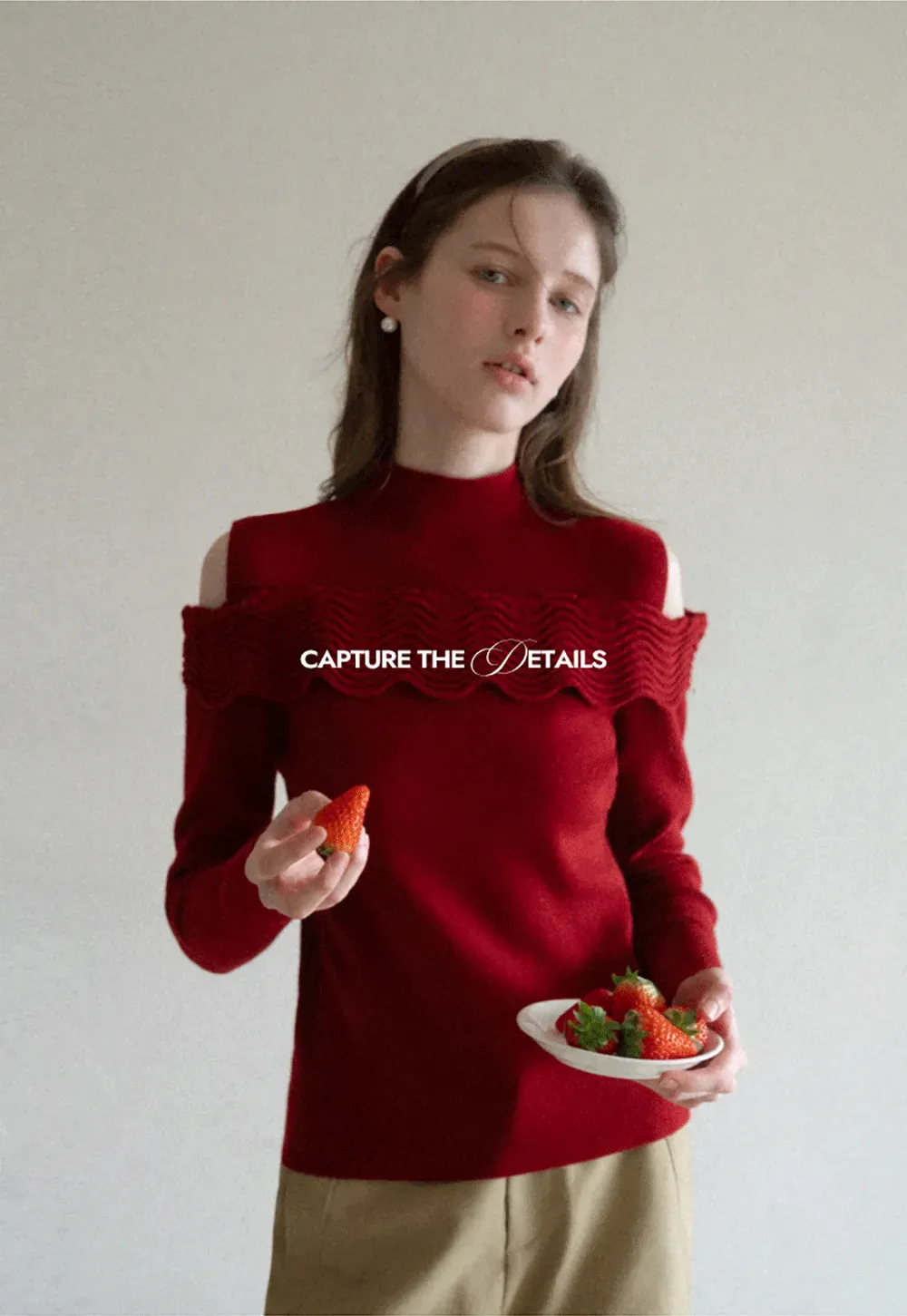 Elegant Off Shoulder Knit Sweater with Wave Detail