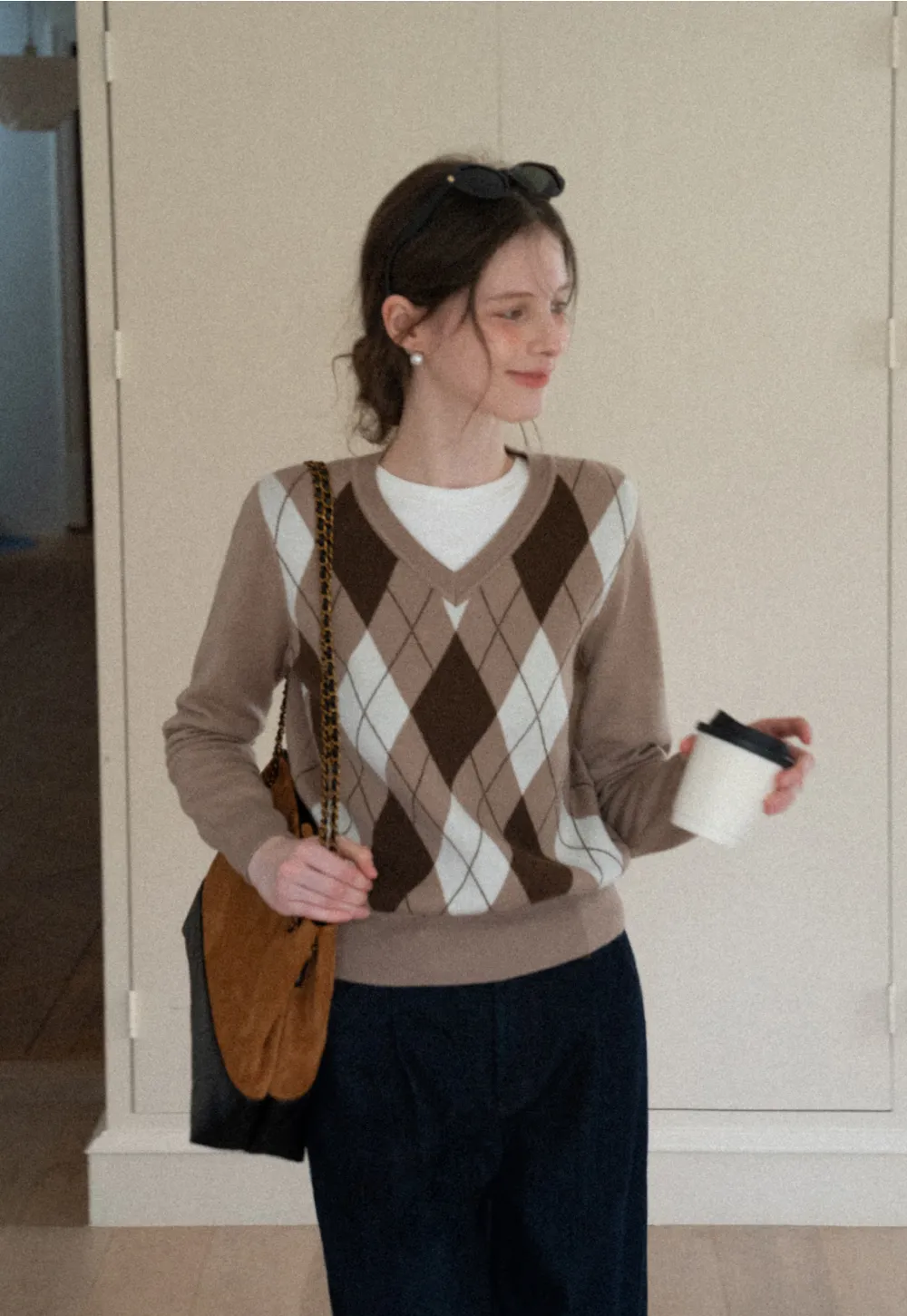 Red Knit Sweater with Shoulder Details