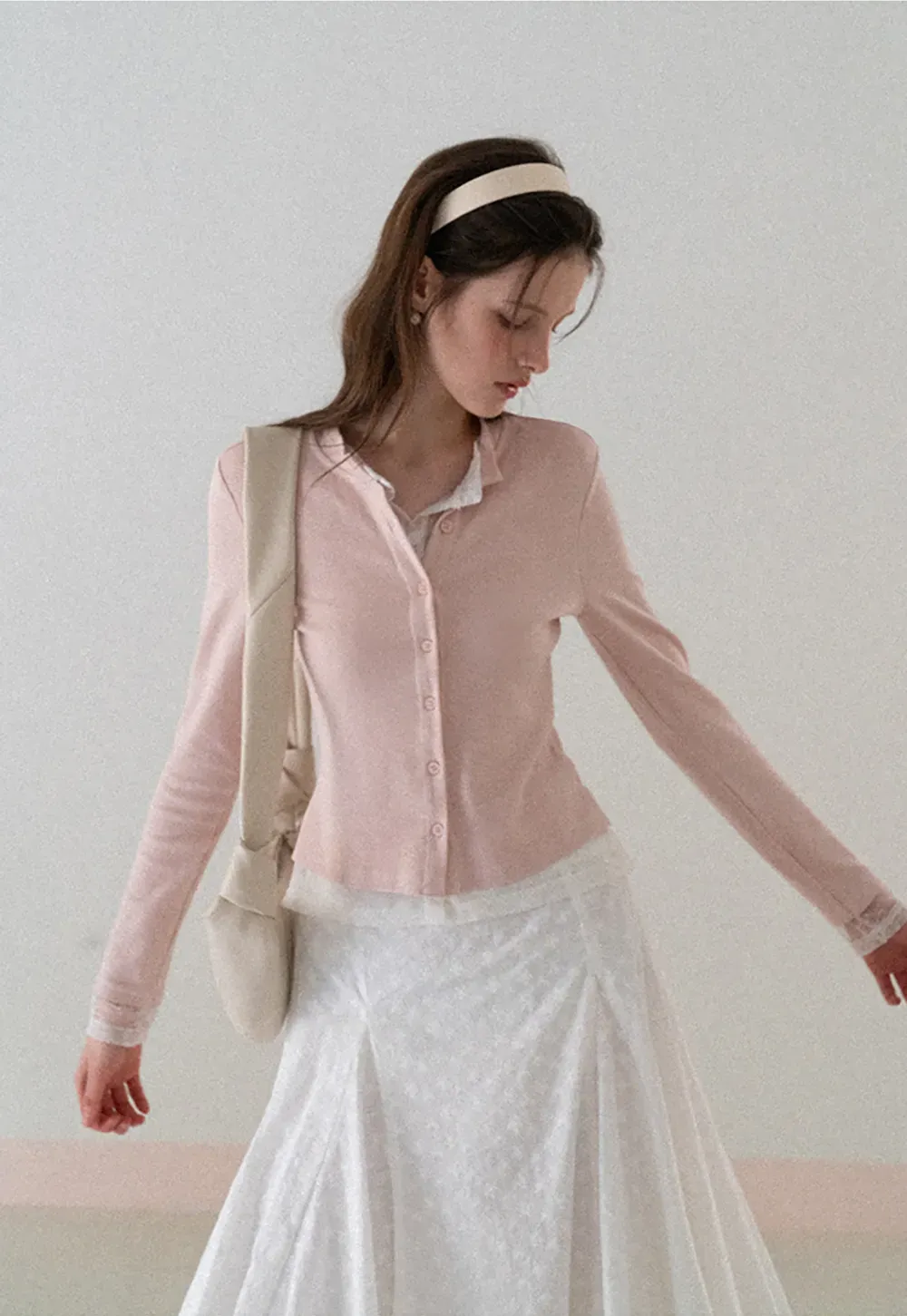 Flared pleated skirt with subtle texture