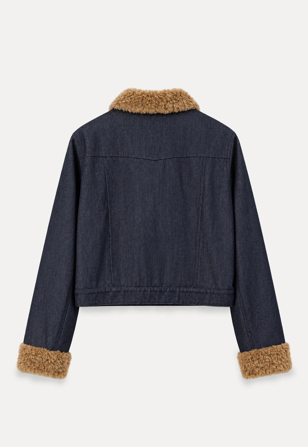 Faux Fur Trimmed Stand Collar Button Front Short Jacket