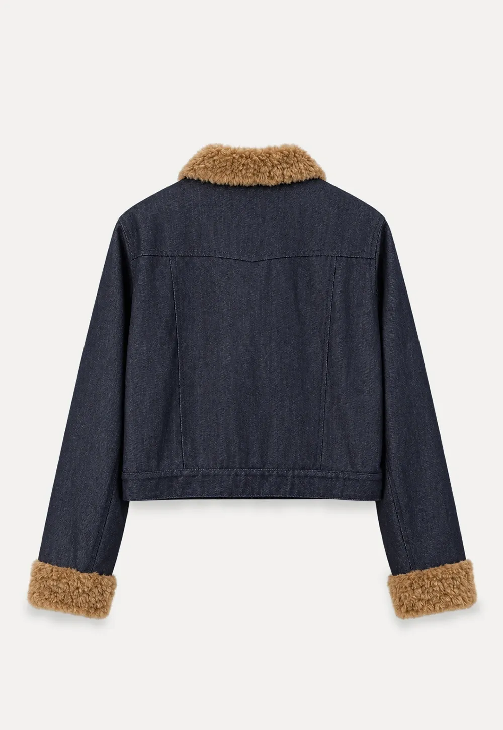 Faux Fur Trimmed Stand Collar Button Front Short Jacket