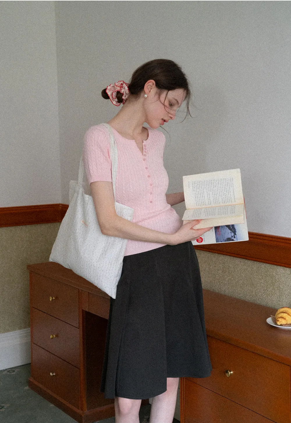 Pleated A-line Skirt with Waistband