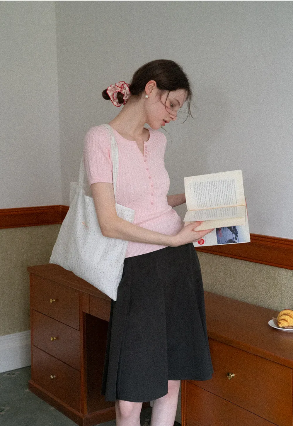 Pleated A-line Skirt with Waistband