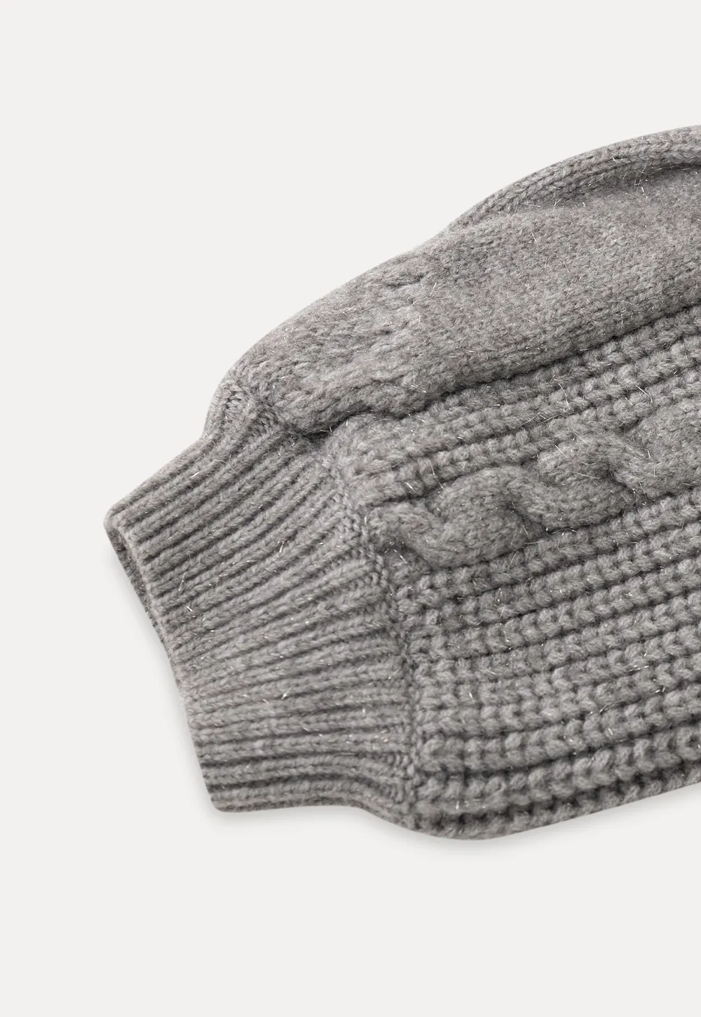 Gray Cable-Knit Turtleneck Sweater