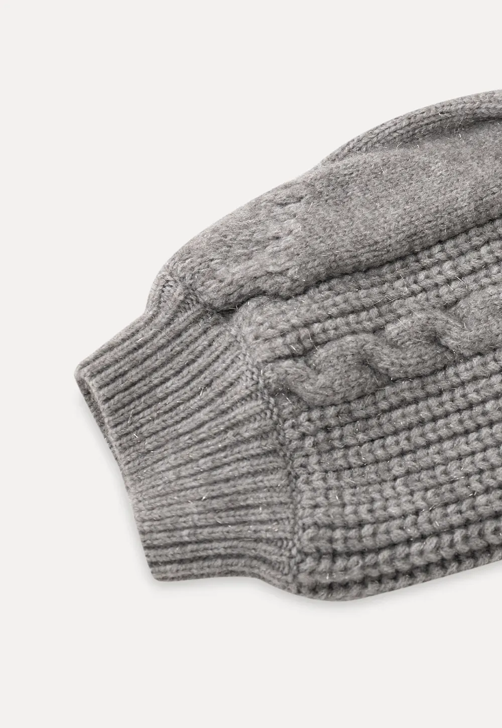 Gray Cable-Knit Turtleneck Sweater