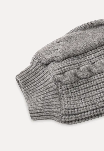 Gray Cable-Knit Turtleneck Sweater