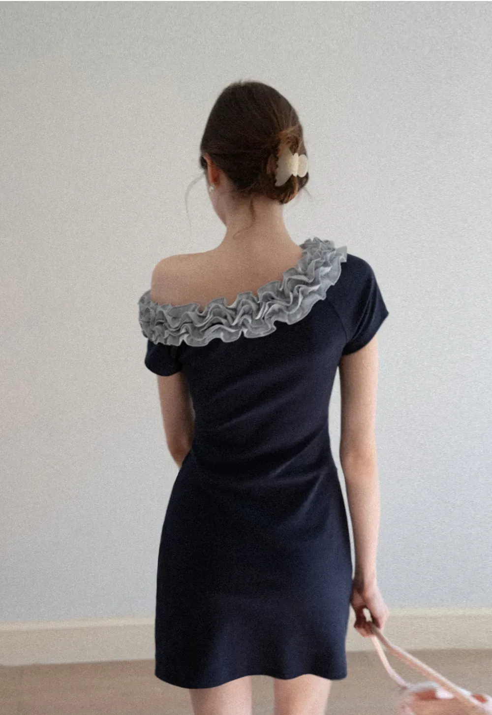 Short Sleeve Dress with Ruffled Off Shoulder Detail