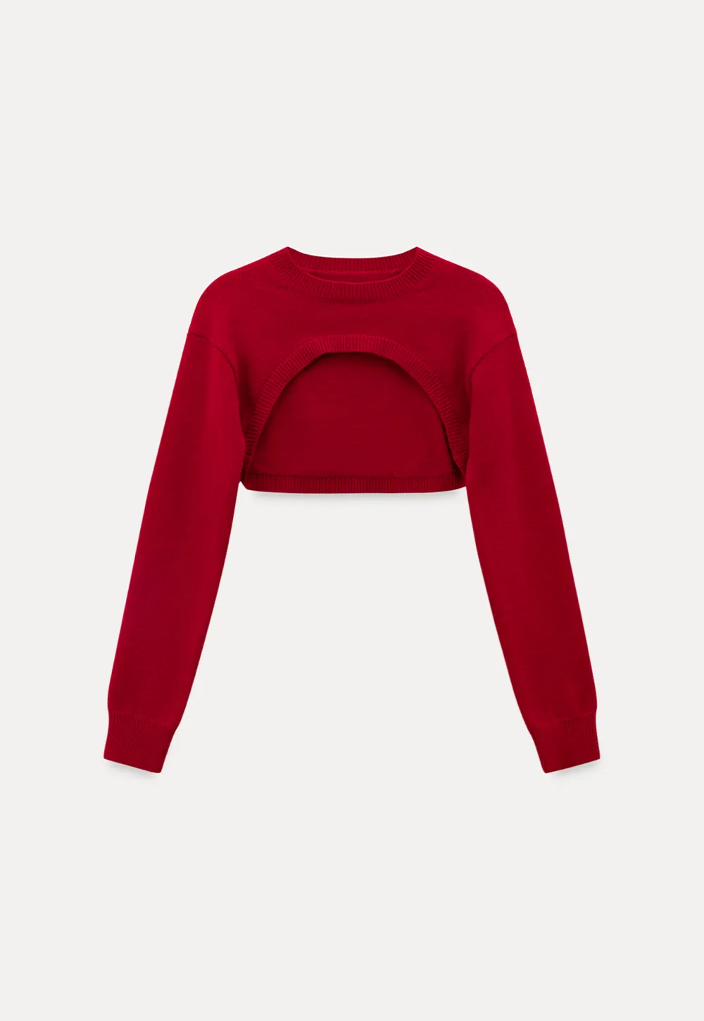 Cutout Detail Round Neck Knit Sweater