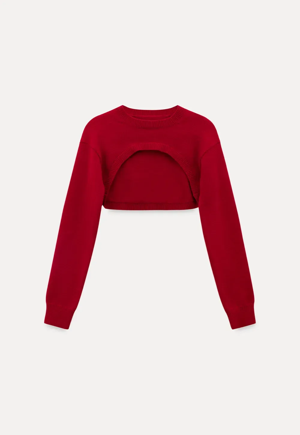 Cutout Detail Round Neck Knit Sweater