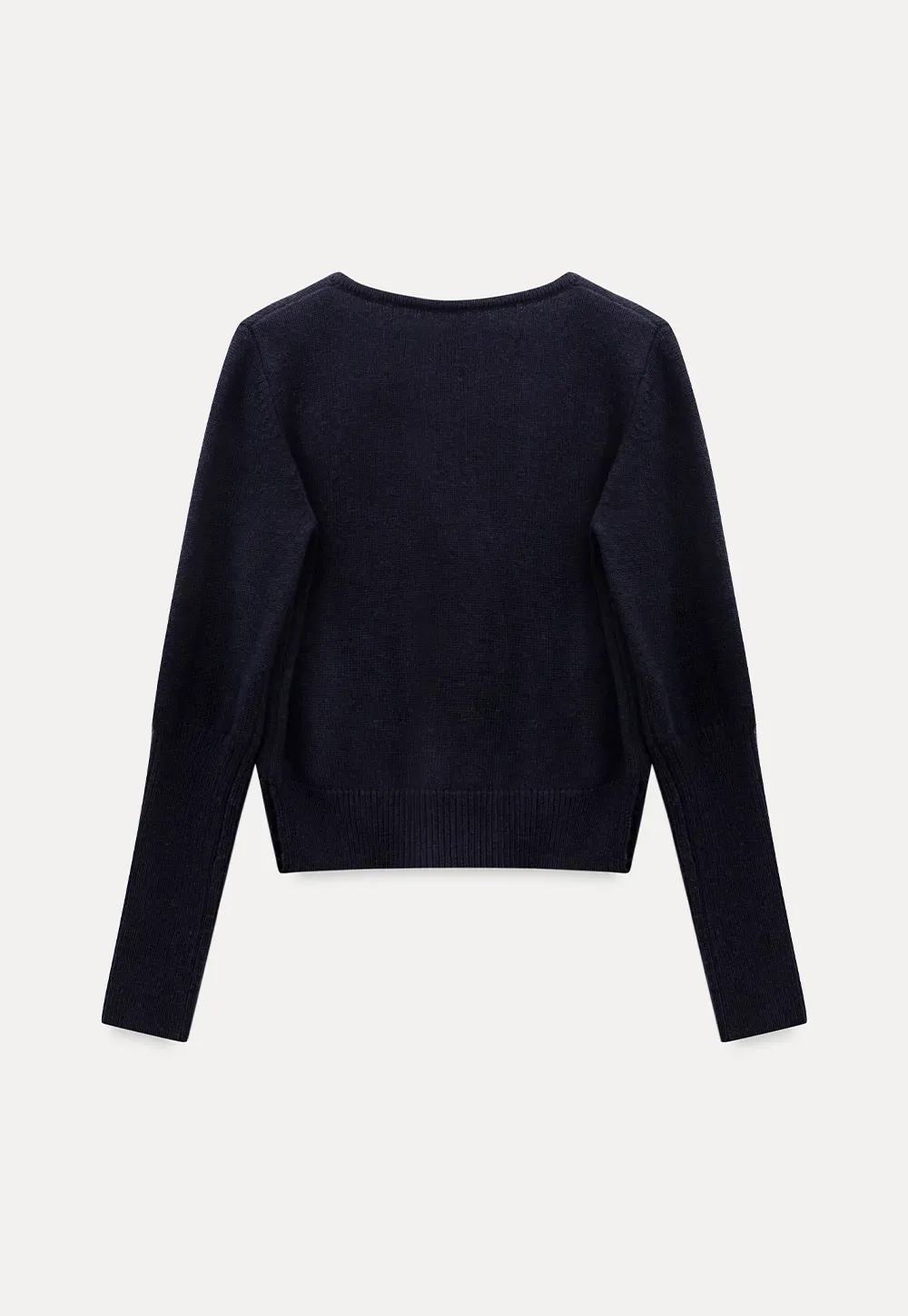 Elegant Basic Knit Sweater with Ribbed Hem and Sleeves