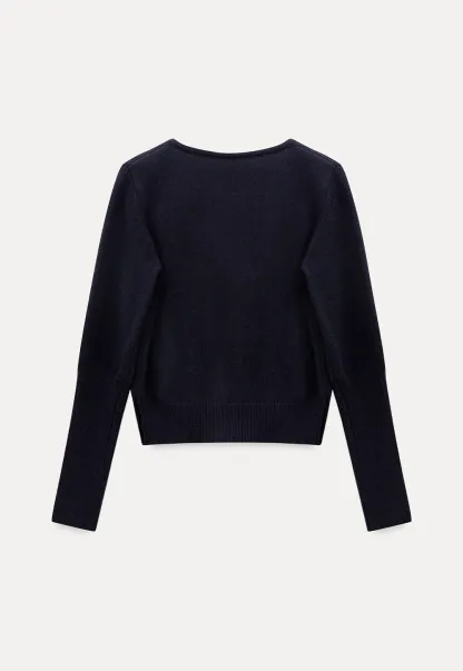 Elegant Basic Knit Sweater with Ribbed Hem and Sleeves