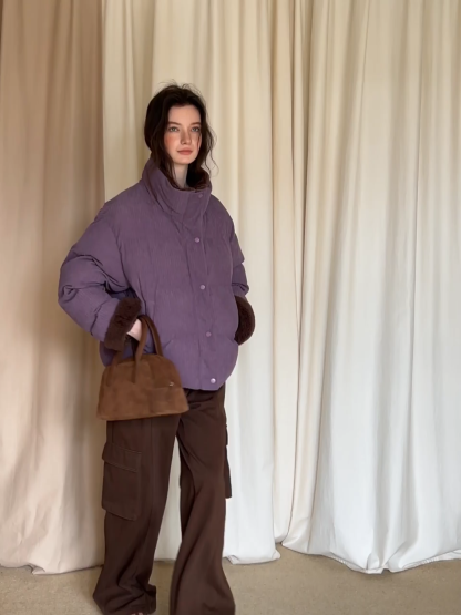 Cozy Corduroy Thick Winter Cotton Coat for Women