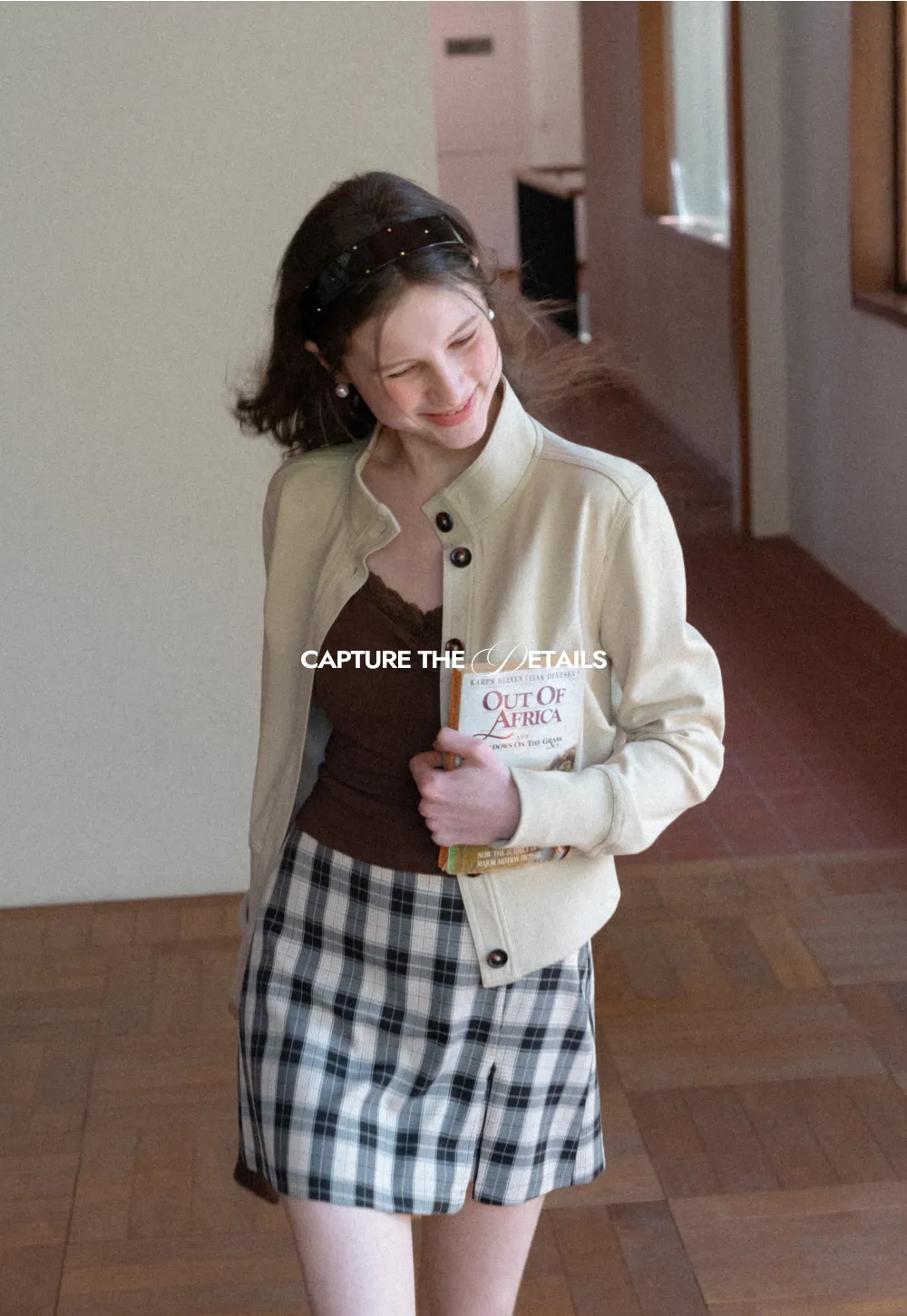 Plaid Skirt with Front Slit