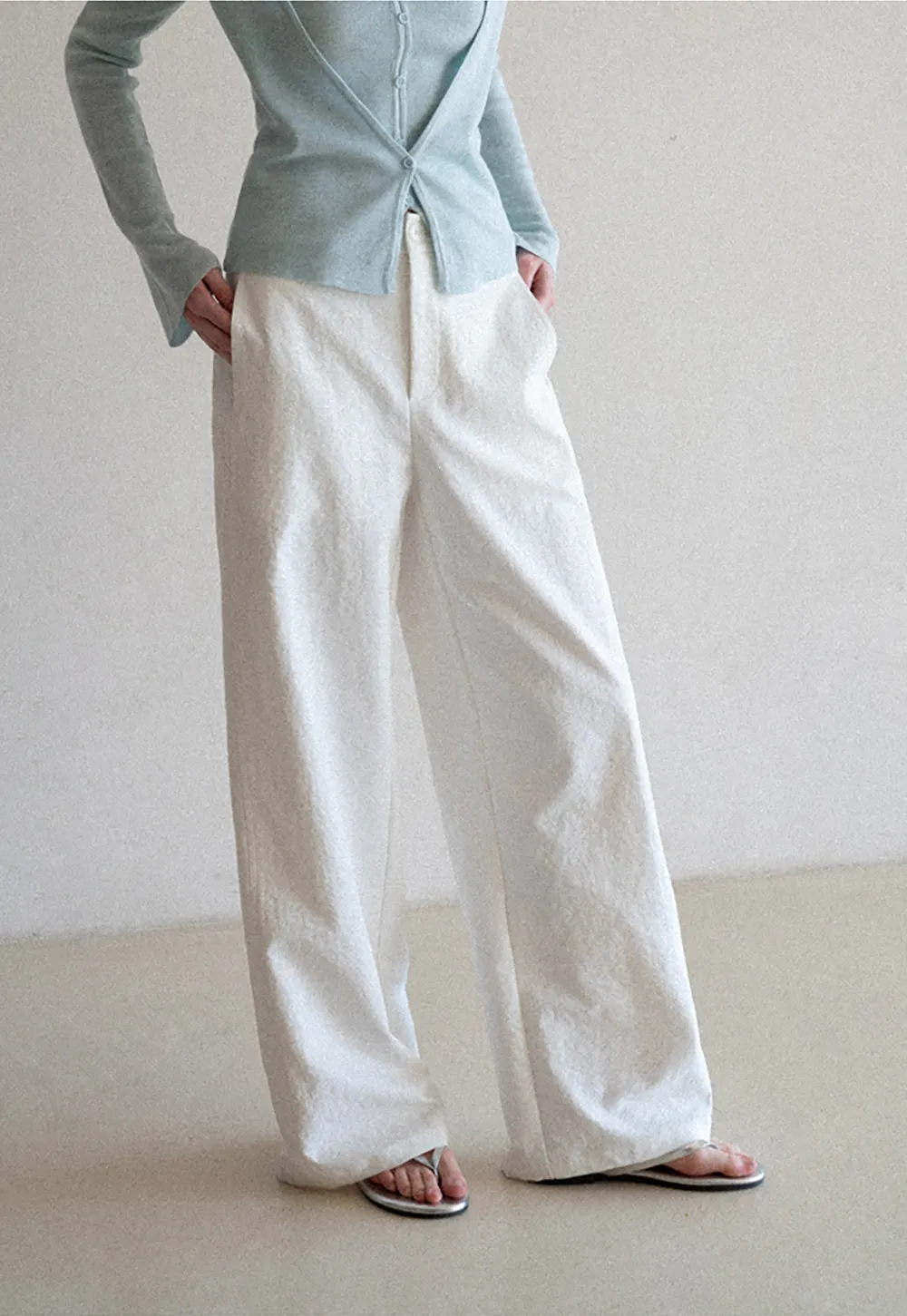 Wide Leg Casual Pants with Front Pockets