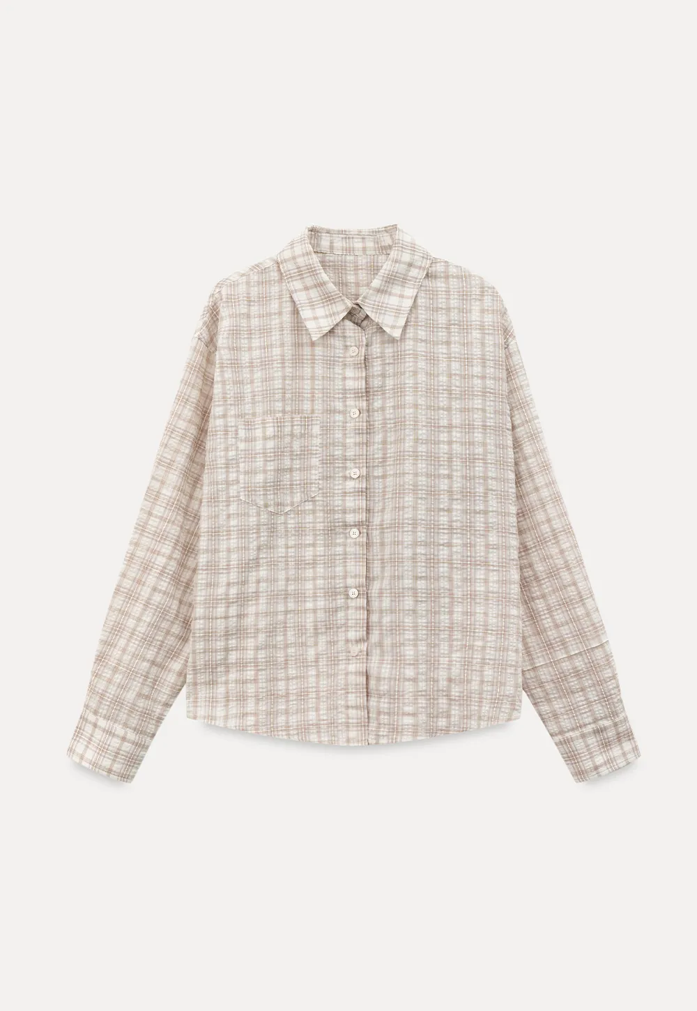 Plaid Shirt with Collar and Long Sleeves