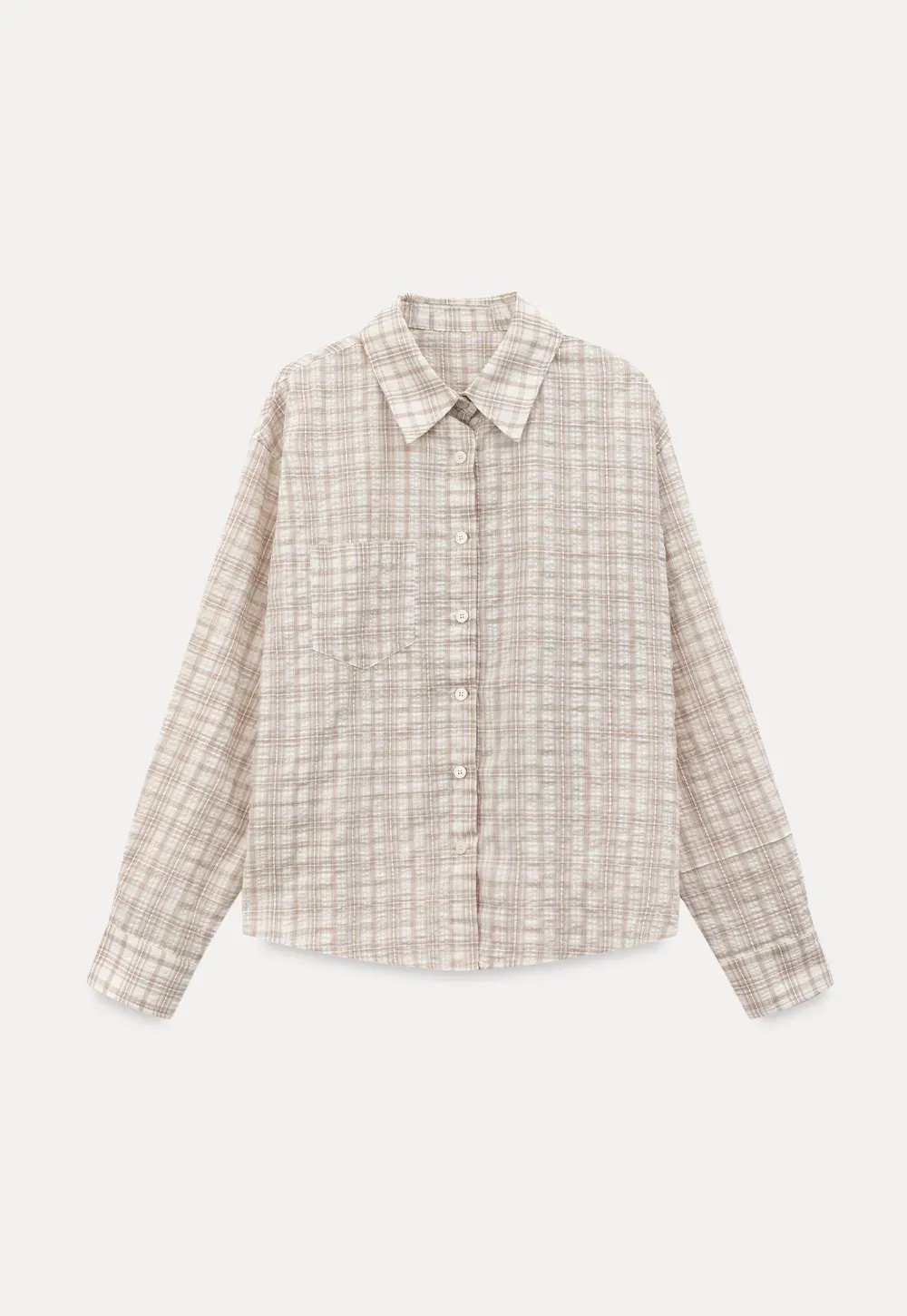 Plaid Shirt with Collar and Long Sleeves