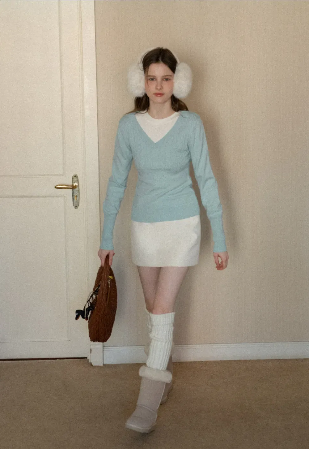 V Neck Long Sleeve Knit Sweater