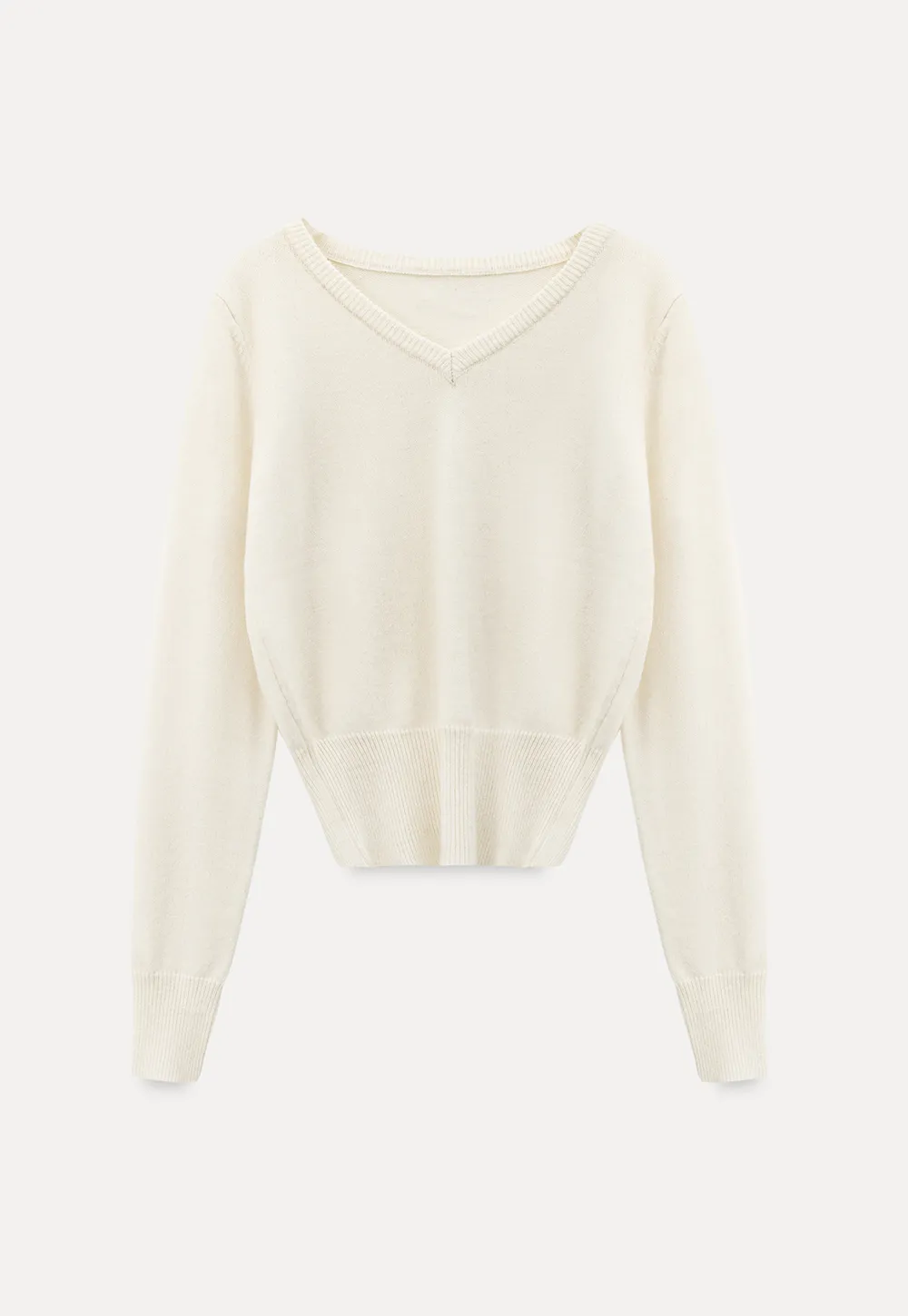 V Neck Knit Sweater with Layered Collar Design