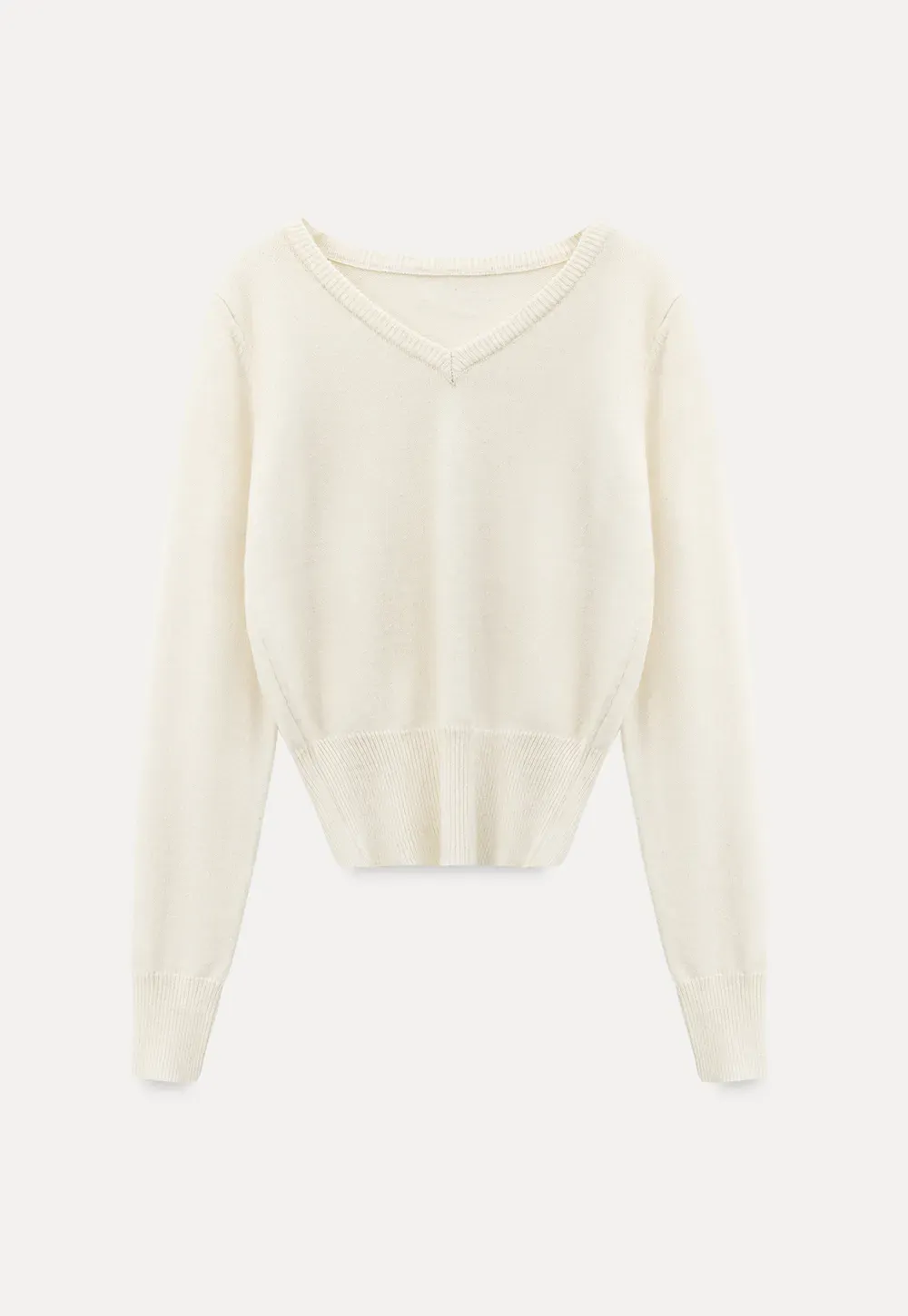 V Neck Knit Sweater with Layered Collar Design