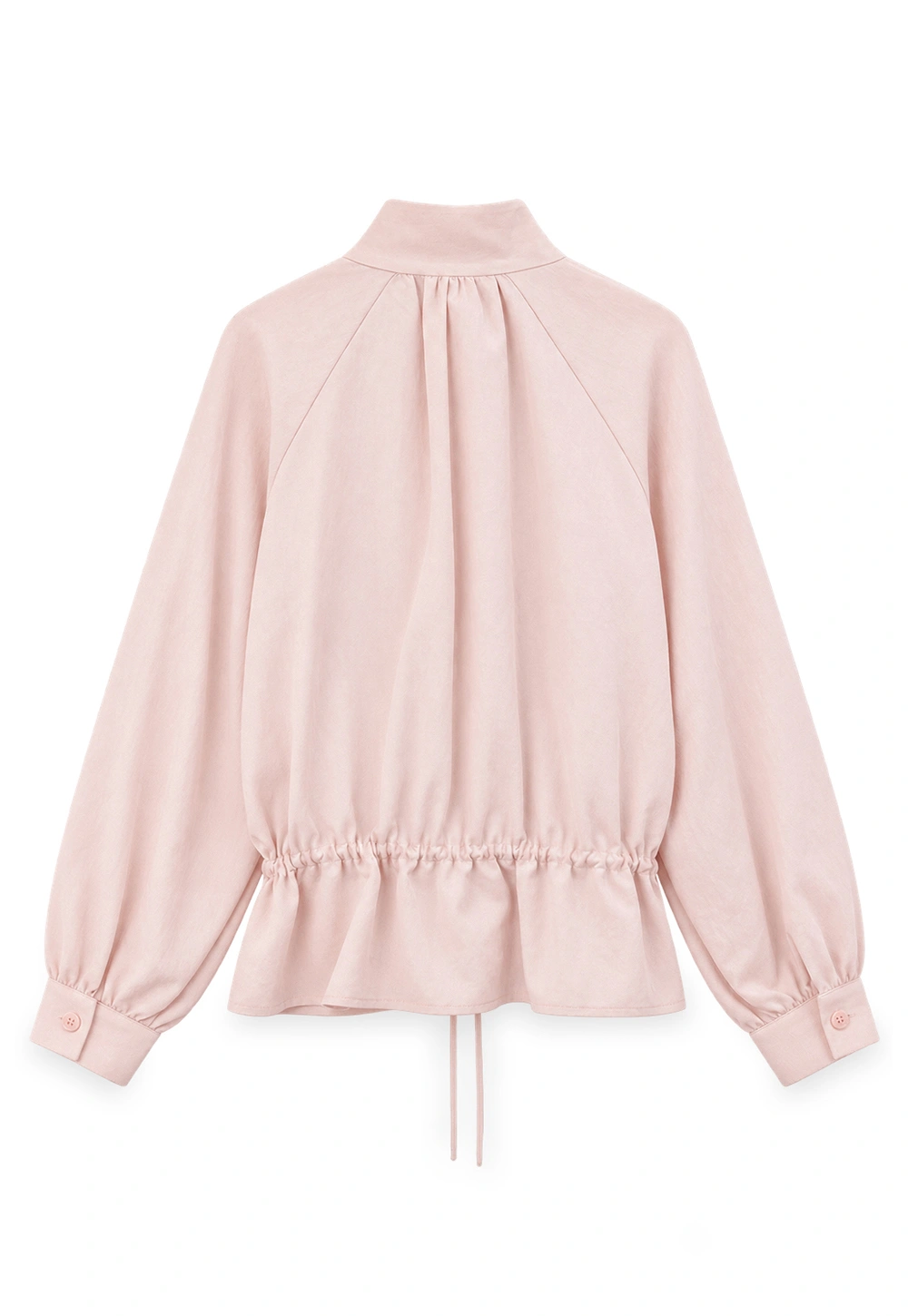High Collar Drawstring Waist Blouse