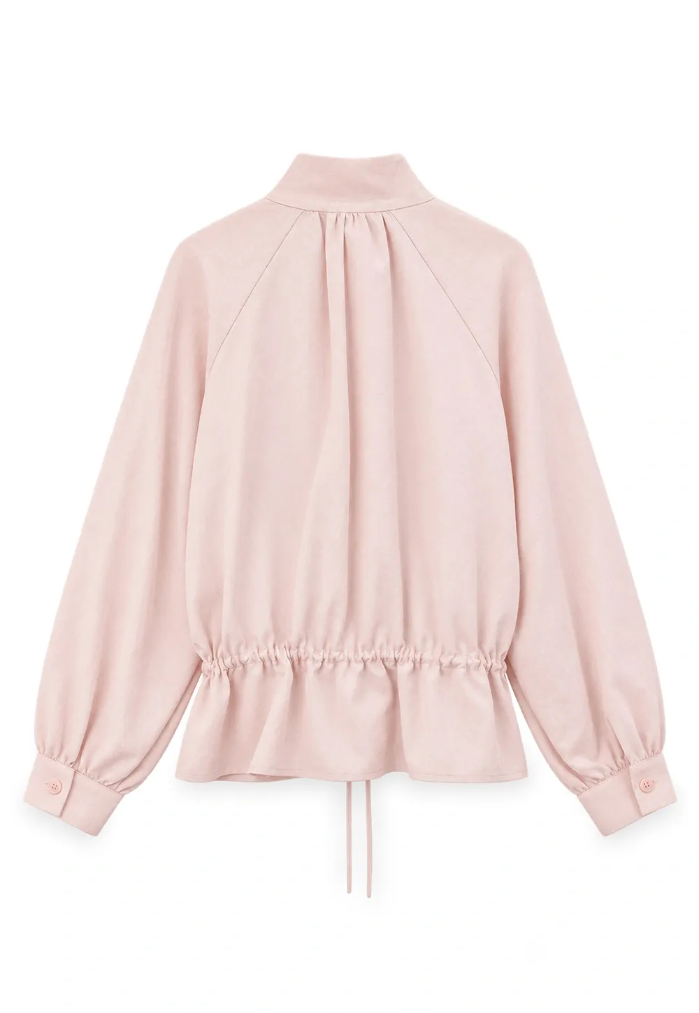 High Collar Drawstring Waist Blouse
