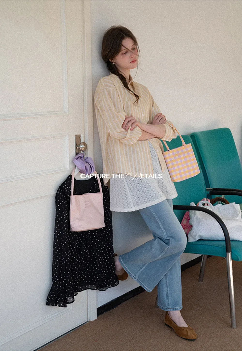 Striped Oversized Shirt with Button Detailing