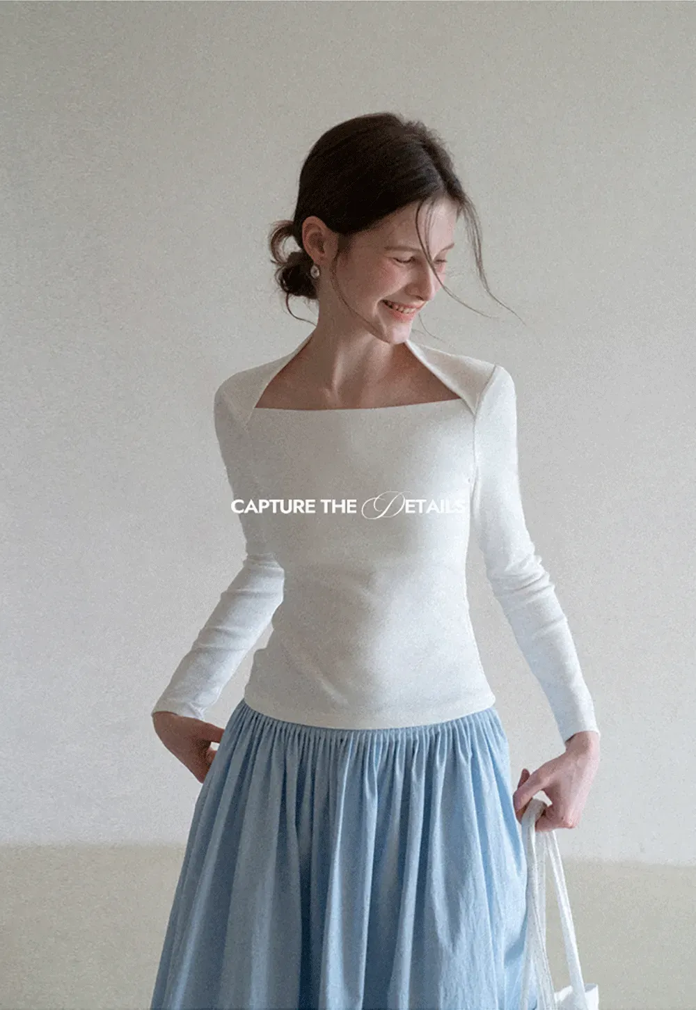 square neck long sleeve top fitted design women's t shirt