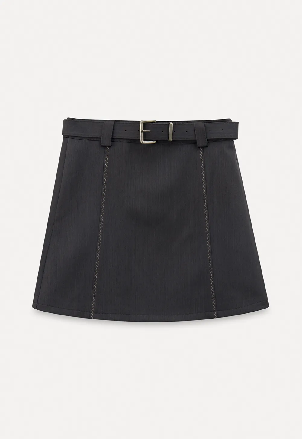 A-line mini skirt with contrast stitching and belt