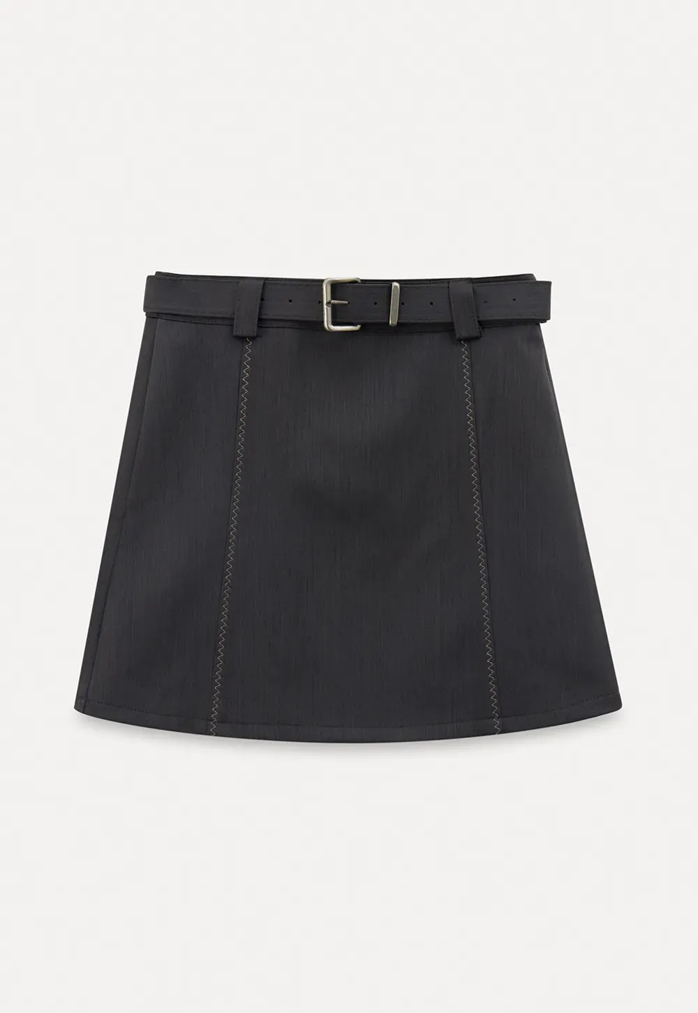 A-line mini skirt with contrast stitching and belt