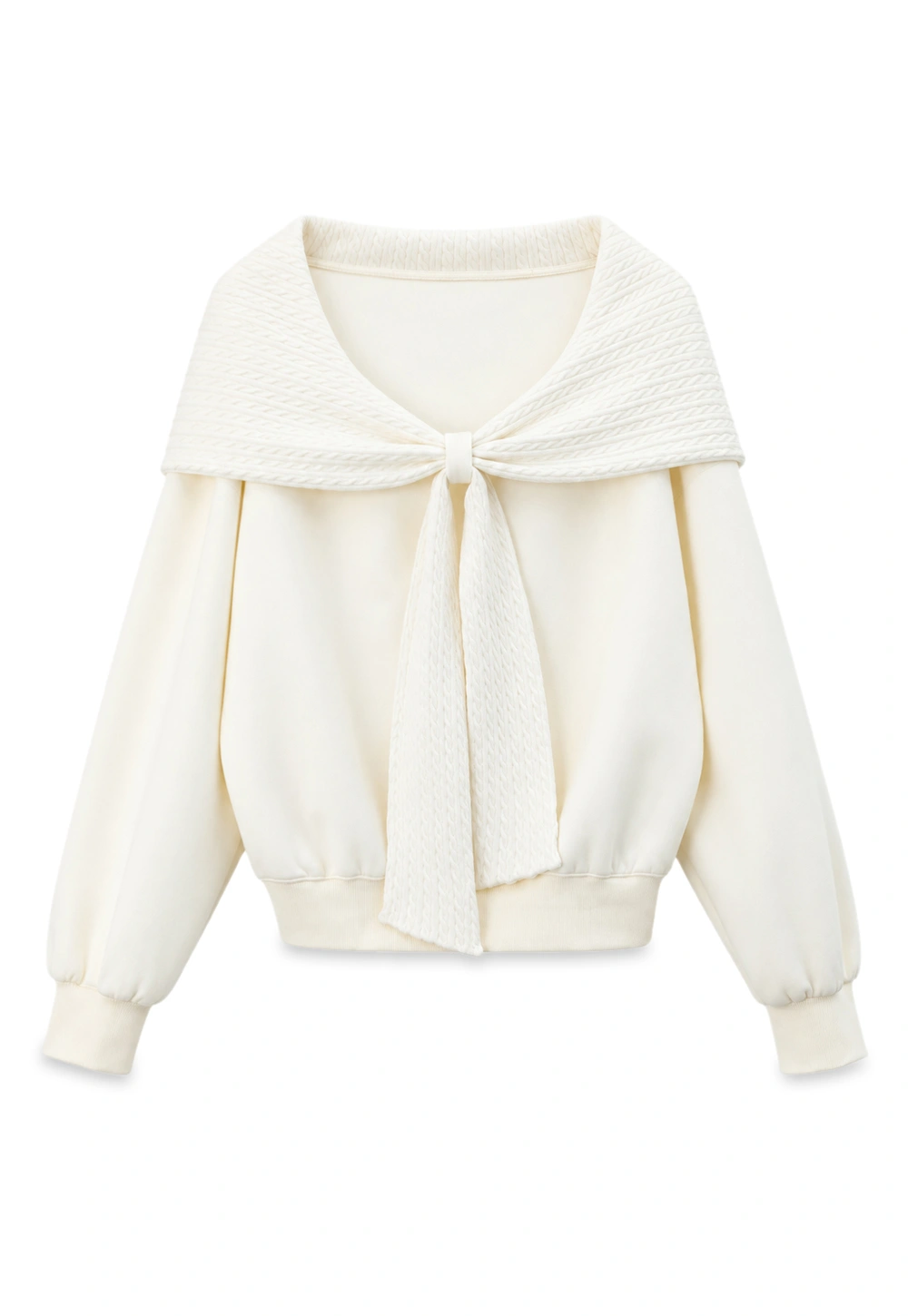 Off Shoulder Bow Front Knit Sweater